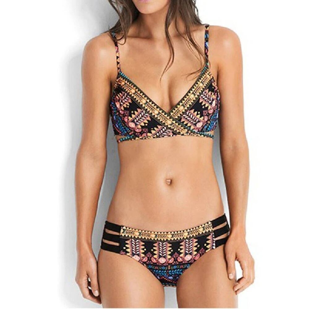 NWT Boho Bikini Swimsuit Set Beach Swimwear Size L 8-10 - Picture 3 of 3